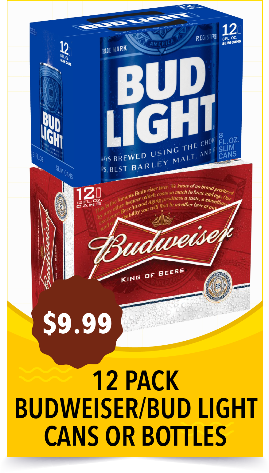 12 Pack Budweiser/Bud Light